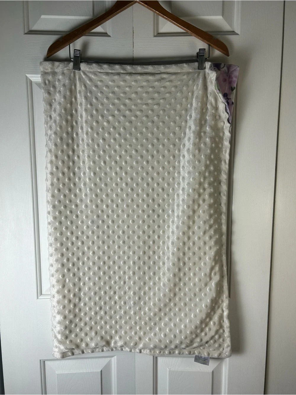 Crevent Purple Floral Baby Blanket Minky Dot Flowers Cream White Green Lovey